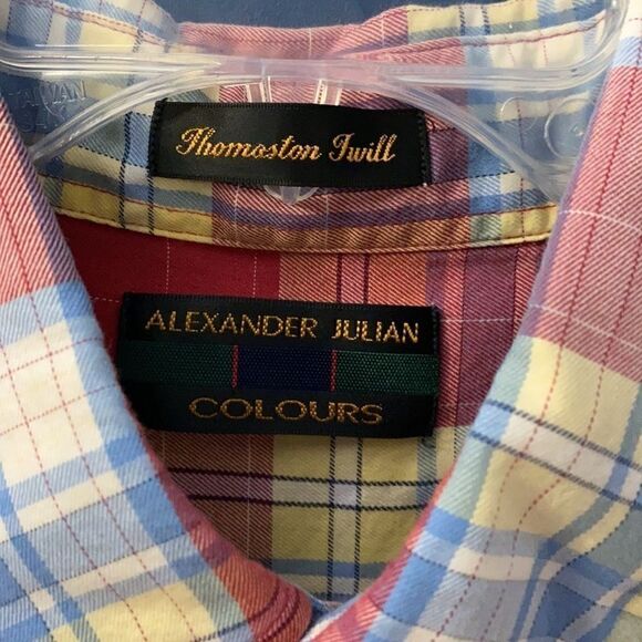 🎁Alexander Julian Colours style Thomaston Twill Plaid Shirt Size L - Picture 3 of 5